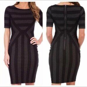 Anthropologie Maeve Geoplane Stripe Pencil Short Sleeve Dress 0